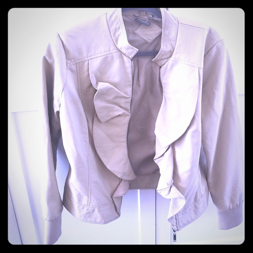 Faux leather cropped jacket